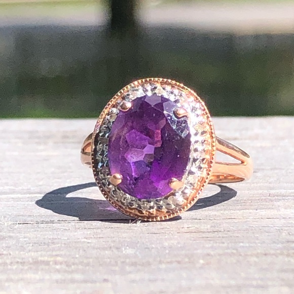 14k amethyst rose gold ring - Picture 2 of 16